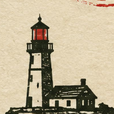 Lighthouse detail from the print, decoded from JPEG.