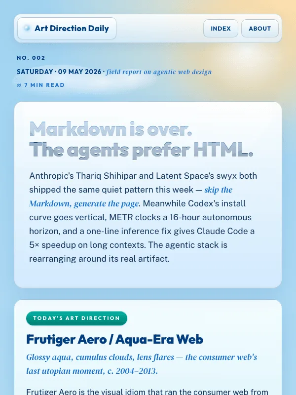 Issue 002 — Markdown is over. The agents prefer HTML.