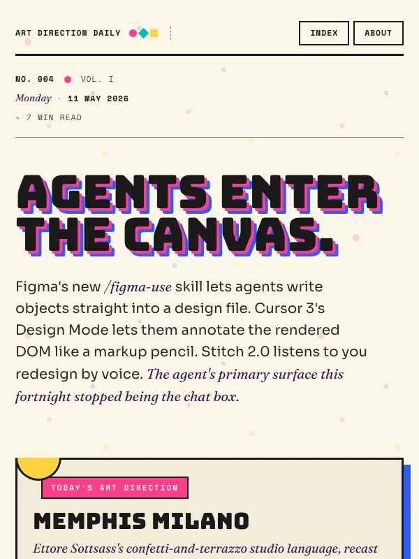 Issue 004 — Agents enter the canvas.