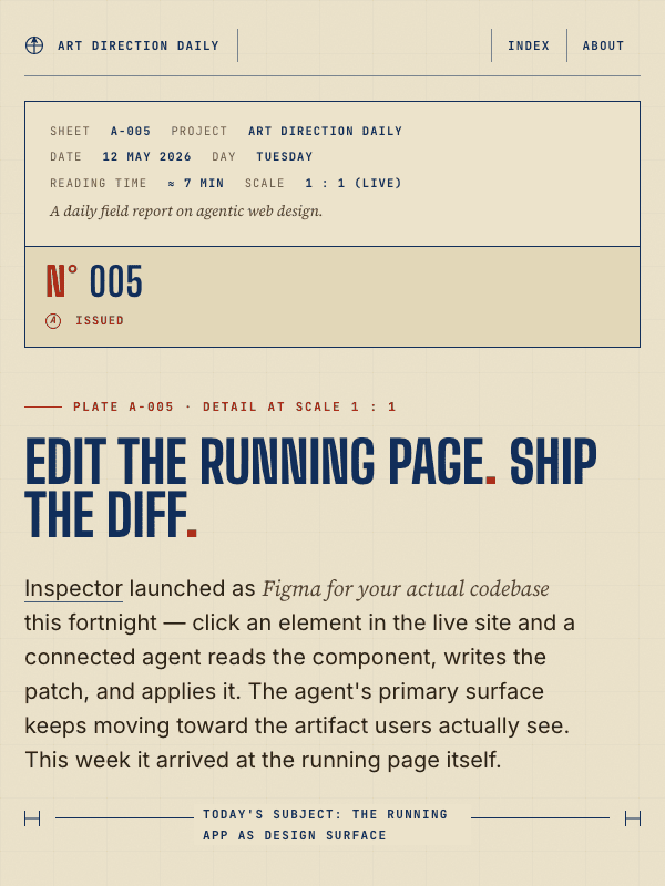 Issue 005 — Edit the running page. Ship the diff.