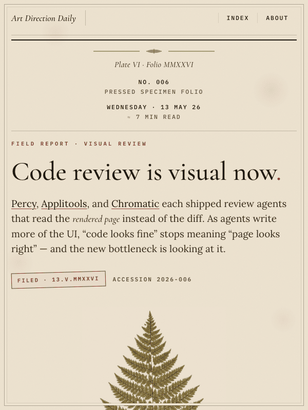 Issue 006 — Code review is visual now.