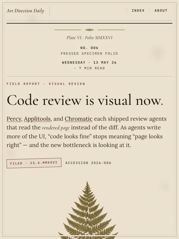 Issue 006 — Code review is visual now.