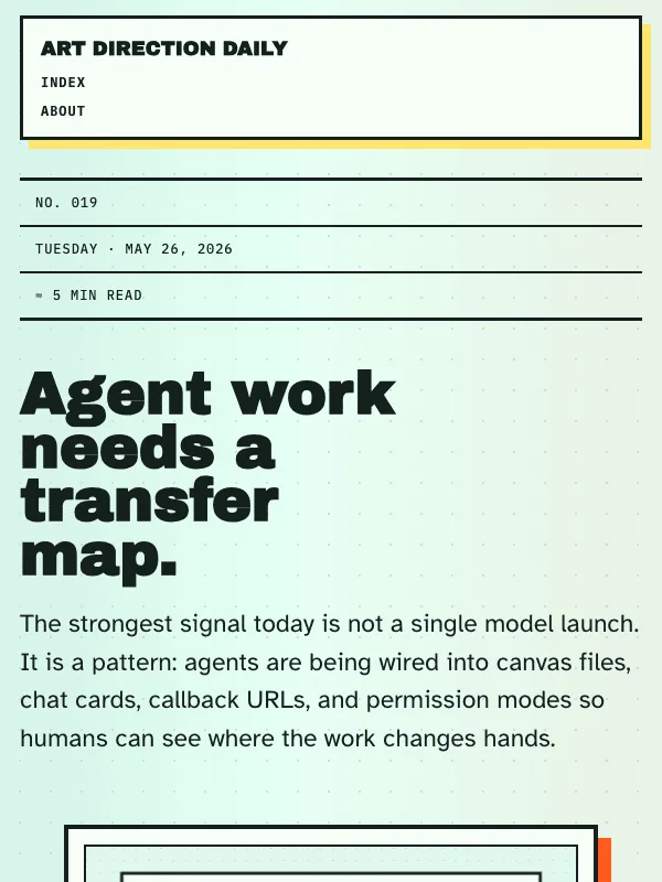 Issue 019 — Agent work needs a transfer map.