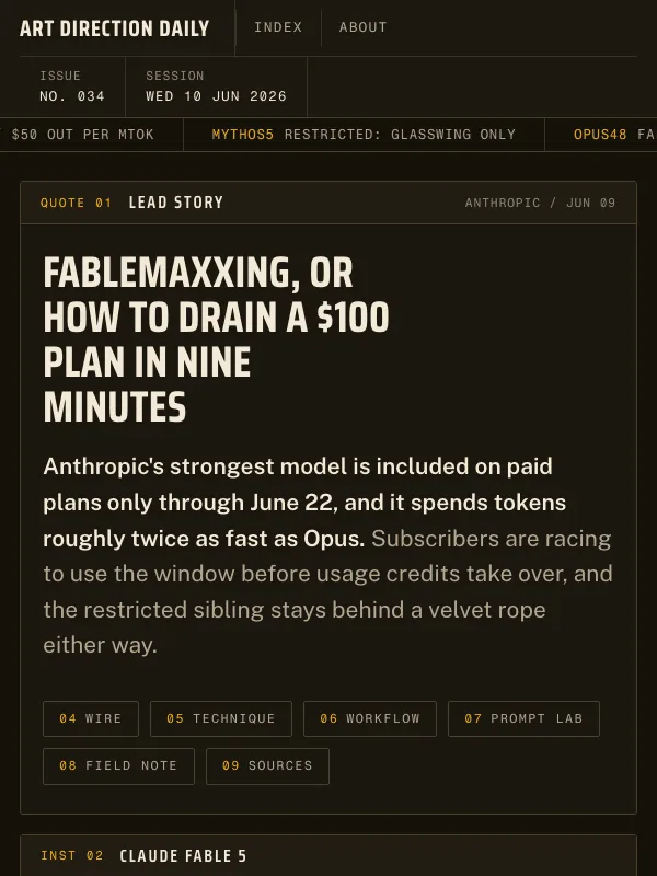 Issue 034 — Fablemaxxing, or how to drain a $100 plan in nine minutes