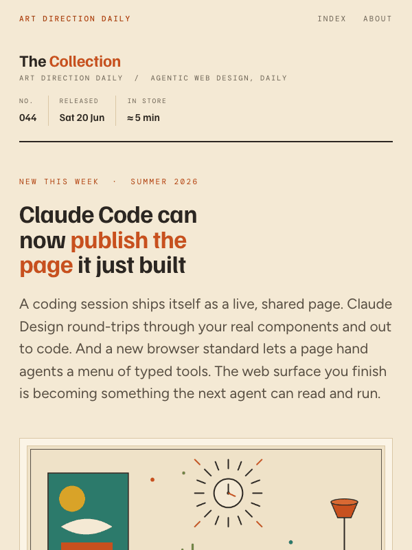 Issue 044 — Claude Code can now publish the page it just built