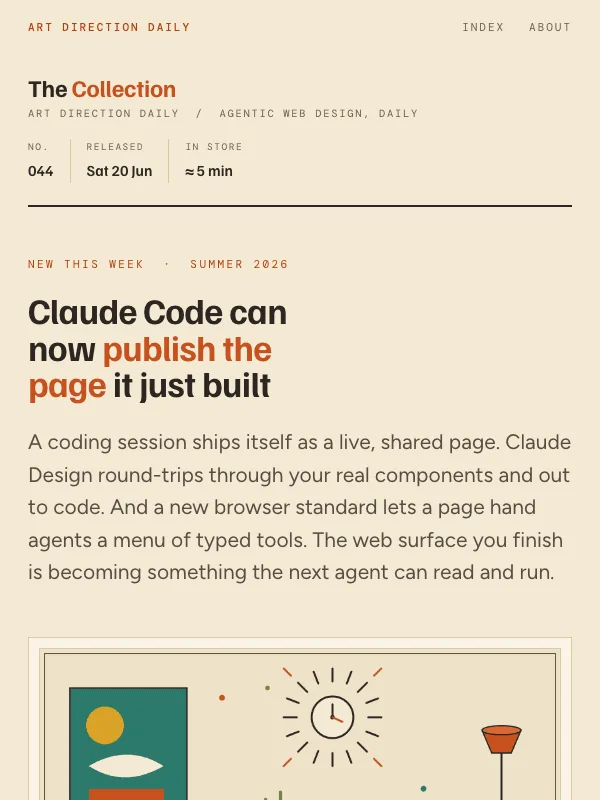 Issue 044 — Claude Code can now publish the page it just built