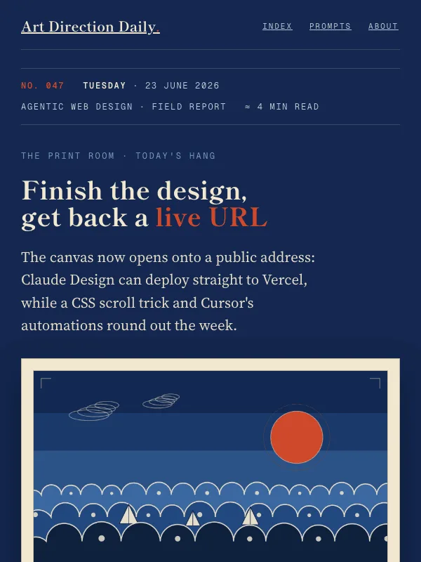 Issue 047 — Finish the design, get back a live URL