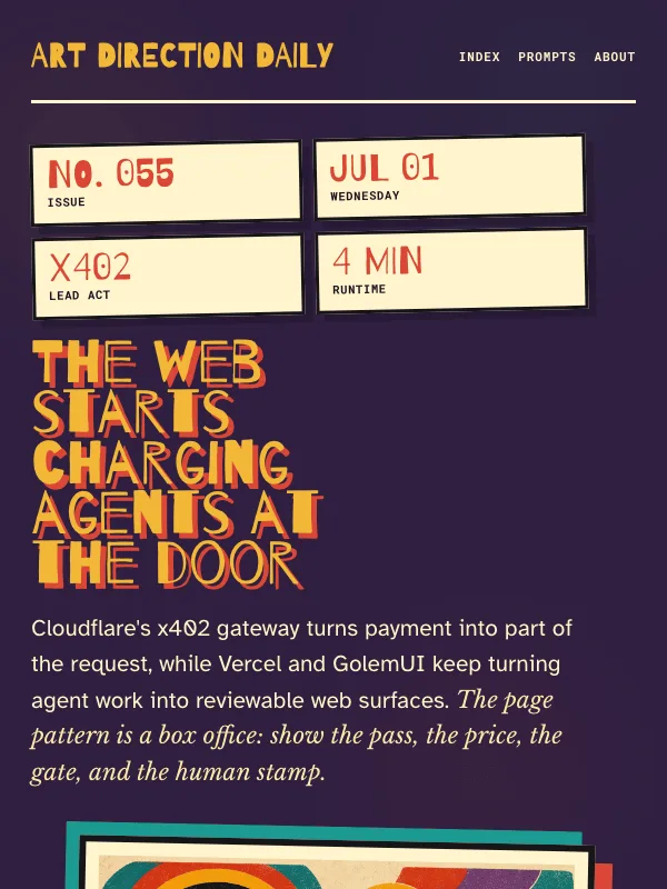 Issue 055 — The web starts charging agents at the door