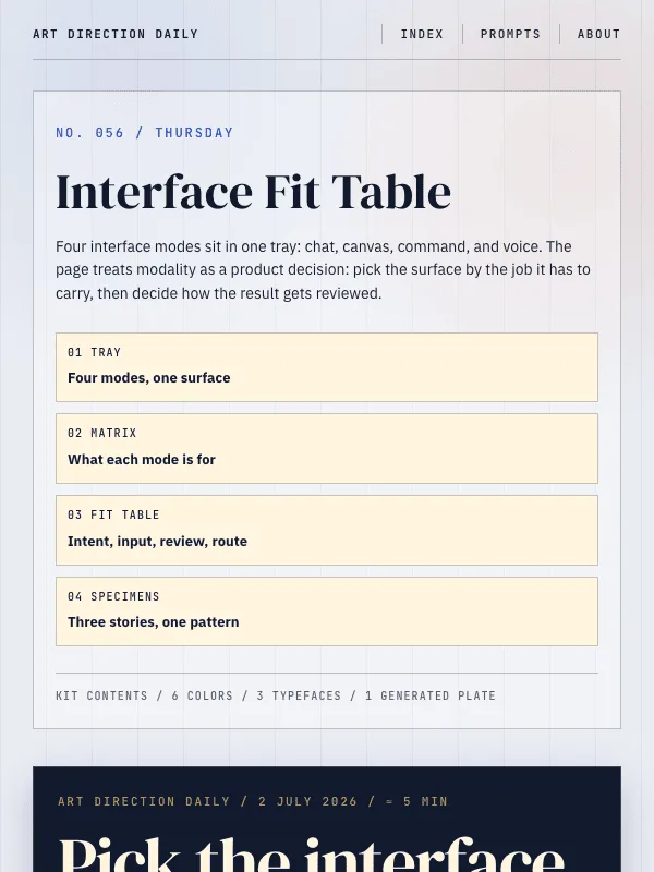 Issue 056 — Pick the interface before you pick the model