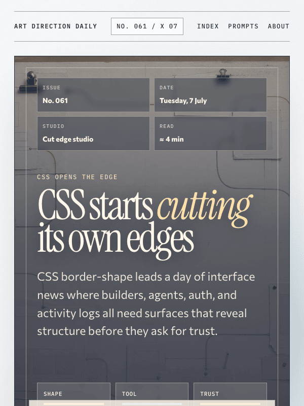 Issue 061 — CSS starts cutting its own edges