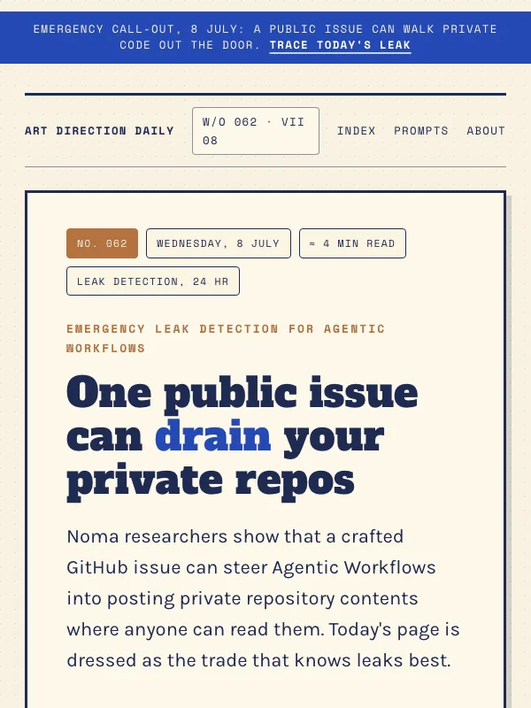 Issue 062 — One public issue can drain your private repos