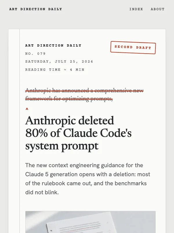 Issue 079 — Anthropic deleted 80% of Claude Code's system prompt