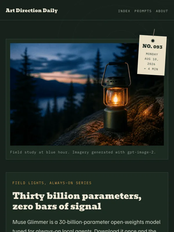 Issue 094 — Thirty billion parameters, zero bars of signal