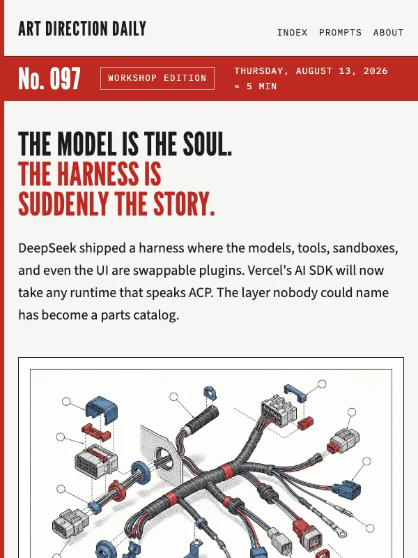 Issue 097 — The model is the soul. The harness is suddenly the story.
