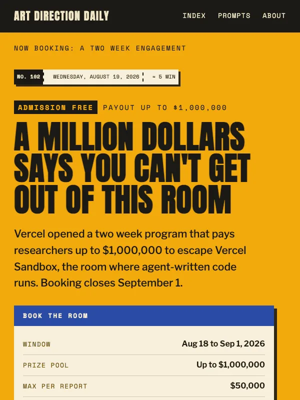 Issue 102 — A million dollars says you can't get out of this room