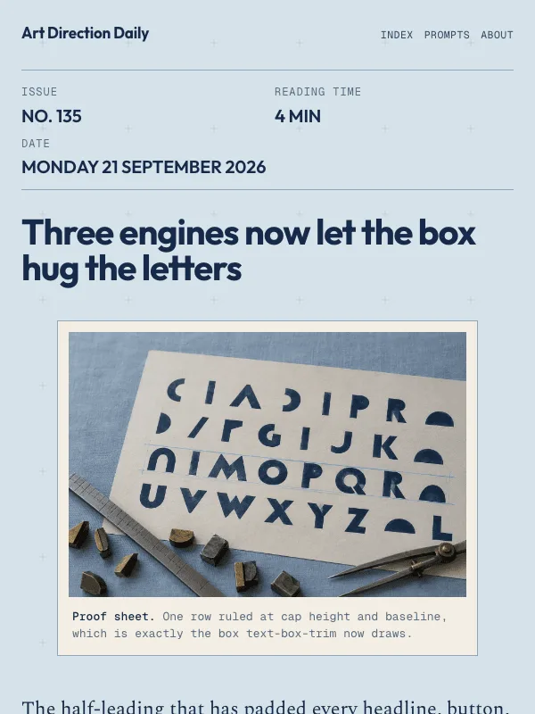 Issue 135 — Three engines now let the box hug the letters