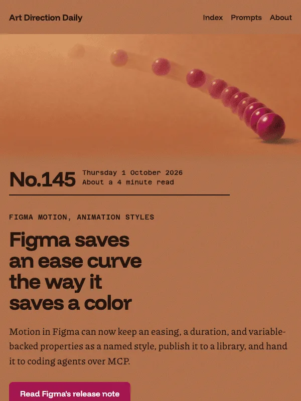 Issue 145 — Figma saves an ease curve the way it saves a color
