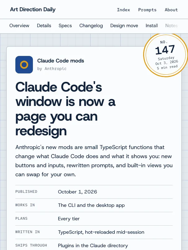 Issue 147 — Claude Code's window is now a page you can redesign