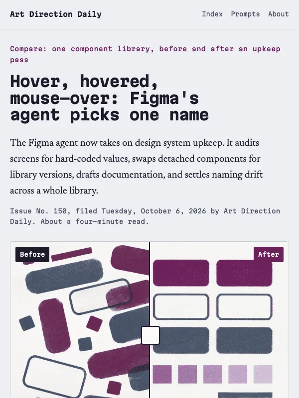 Issue 150 — Hover, hovered, mouse-over: Figma's agent picks one name