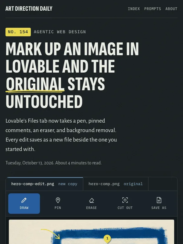 Issue 154 — Mark up an image in Lovable and the original stays untouched